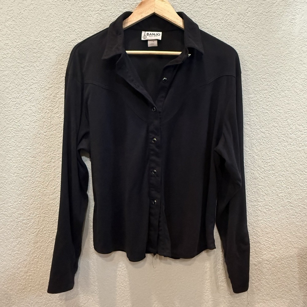 Black Fleece Western Button Up Shirt • Women's Large • Banjo Dallas, Texas